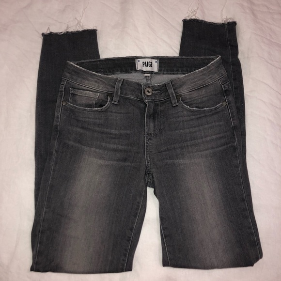 Paige Verdugo Ankle Raw Hem Skinny Jeans (Gray) - Picture 2 of 5